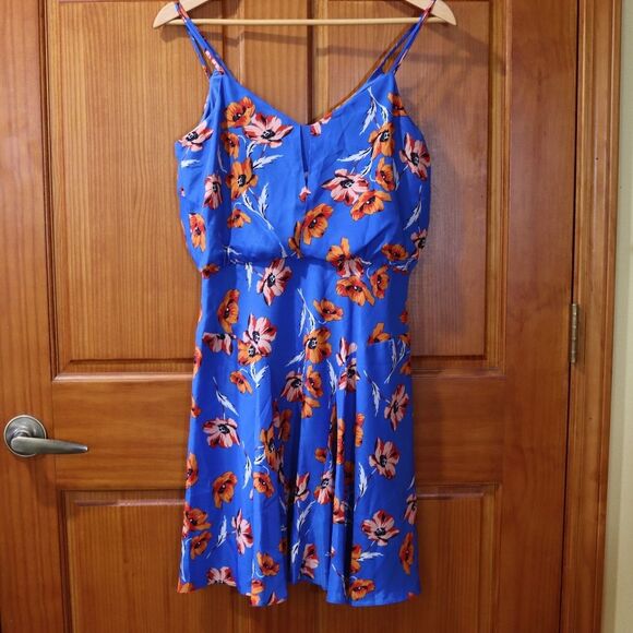 Cece Blue & Orange Tropical Floral Midi Tank Dress 4 - Picture 2 of 10